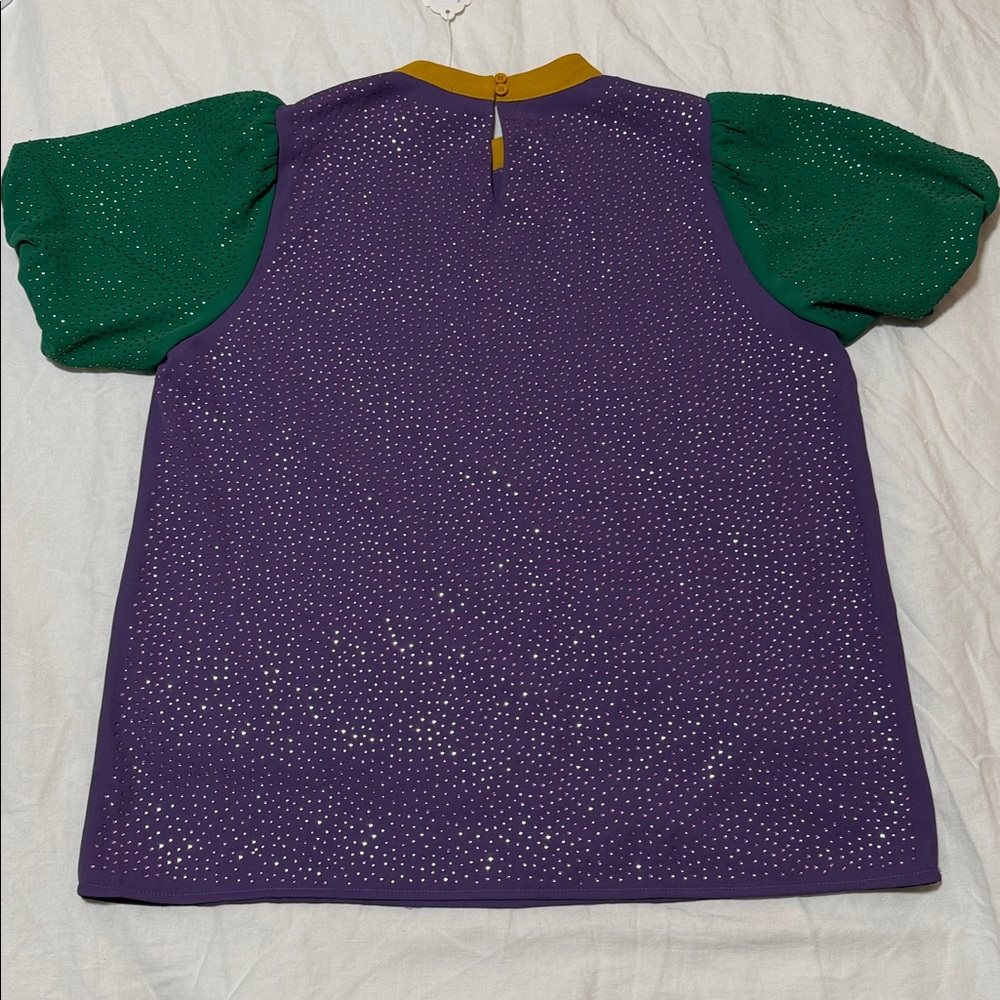 Festive Rhinestone Mardi Gras Top - Picture 5 of 5